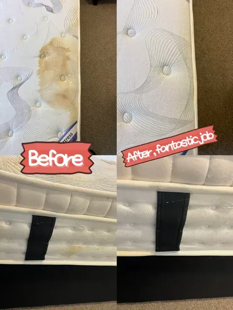 Mattress surface and edge before and after cleaning